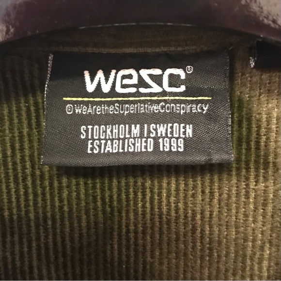 Wesc Nick jacket men's M women's L olive night green corduroy zip - Picture 5 of 10